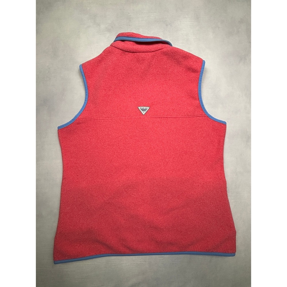 Columbia PFG Fleece Vest Womens Large Pink Red Full Zip Performance Fishing - Picture 4 of 9